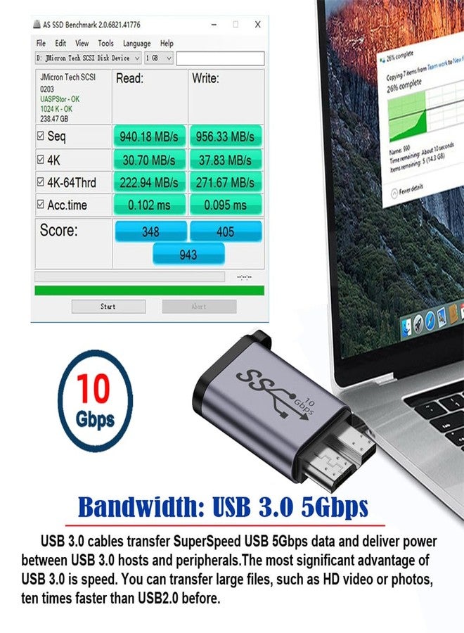 cablecc 10Gbps USB3.0 Type C Female to USB 3.0 Micro Male Data Power Adapter for Laptop SSD Disk - Image 4