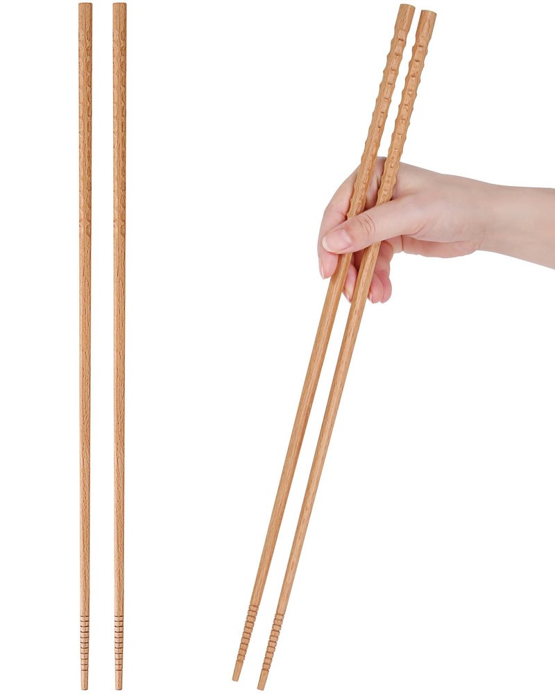 Donxote 165 inches Cooking Chopsticks 2 Pairs Extra Long AntiSlip Chopstick Reusable for Noodles Frying Hotpot Wooden Kitchen Chop Sticks