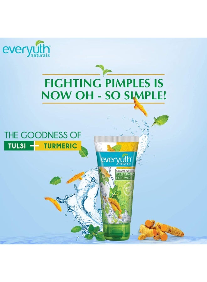 EVERYUTH NATURALS SCRUB +TULSI TURMERIC ANTI ACNE FACE WASH 50G+50G - Image 3