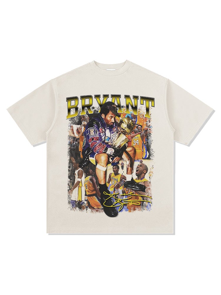 fashion brand retro Kobe KOBE printed short-sleeved T-shirt Vintage loose washed old heavyweight - Image 5