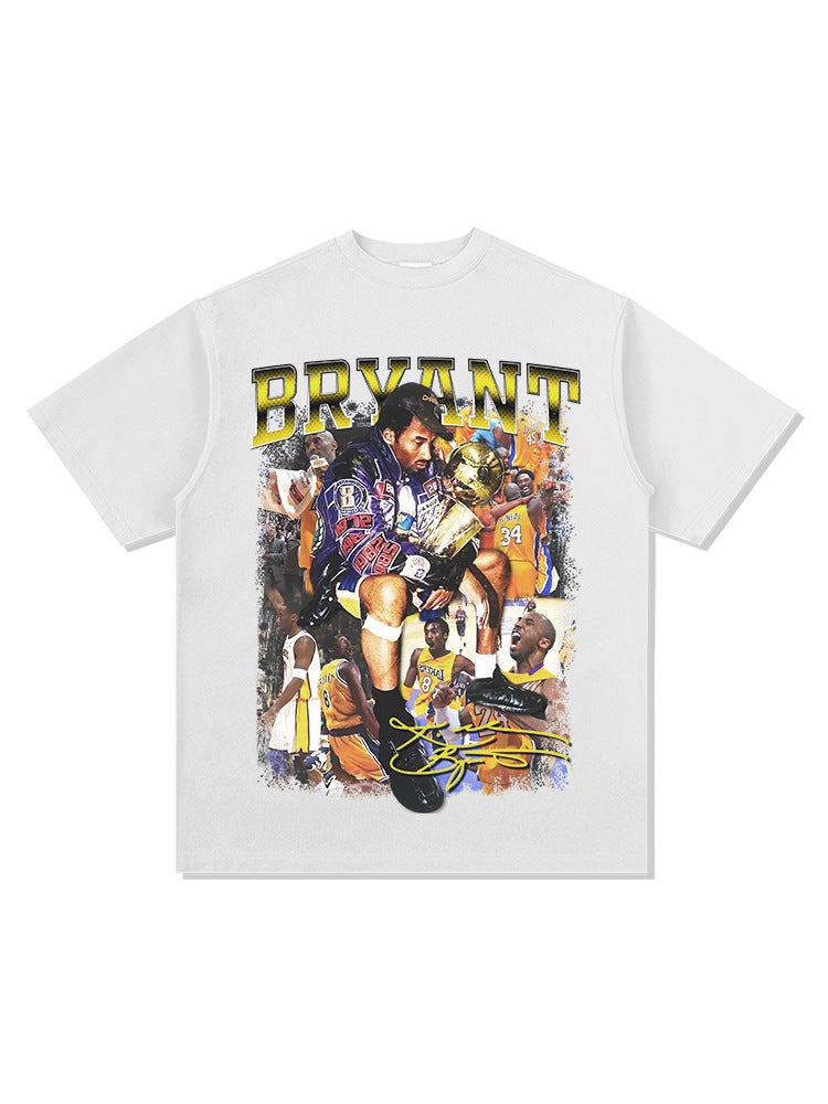 fashion brand retro Kobe KOBE printed short-sleeved T-shirt Vintage loose washed old heavyweight - Image 4