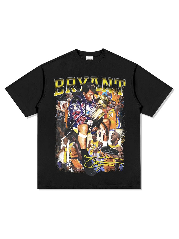 fashion brand retro Kobe KOBE printed short-sleeved T-shirt Vintage loose washed old heavyweight - Image 3