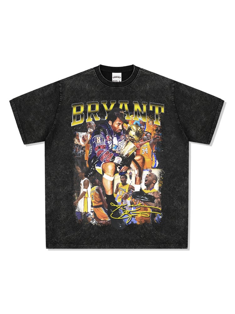fashion brand retro Kobe KOBE printed short-sleeved T-shirt Vintage loose washed old heavyweight - Image 2