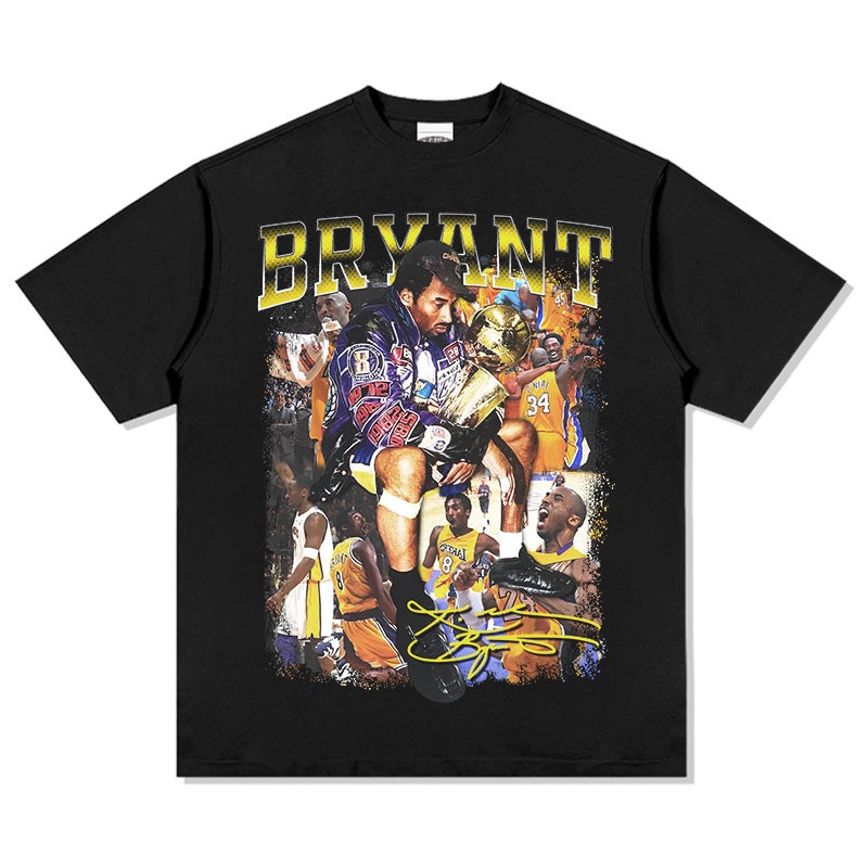 fashion brand retro Kobe KOBE printed short-sleeved T-shirt Vintage loose washed old heavyweight - Image 1