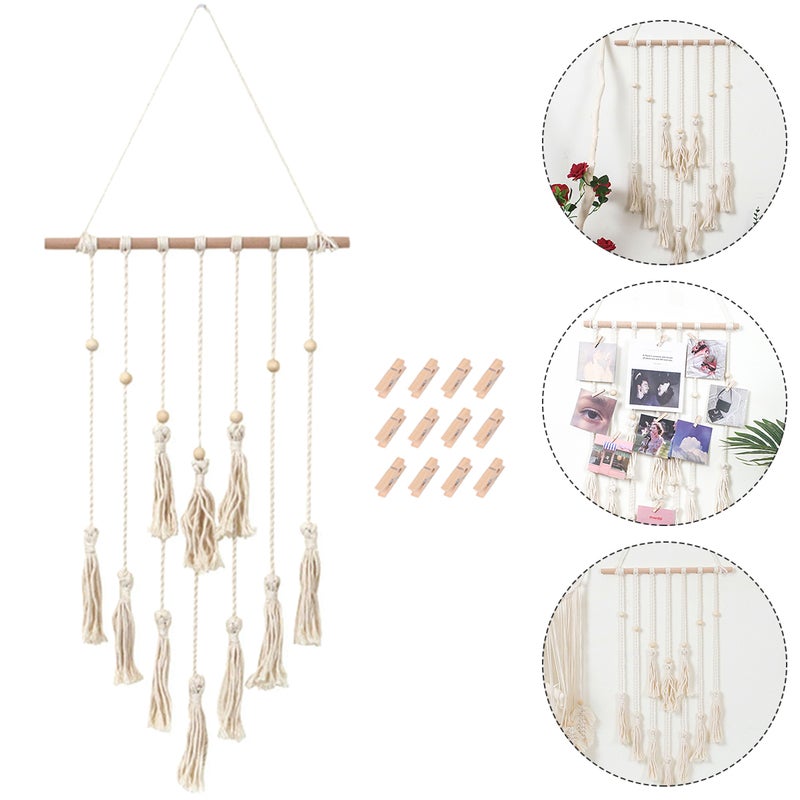 Hanging Photo Display Wall Hanging Pictures Organizer Tassel Wall Decoration - Image 1