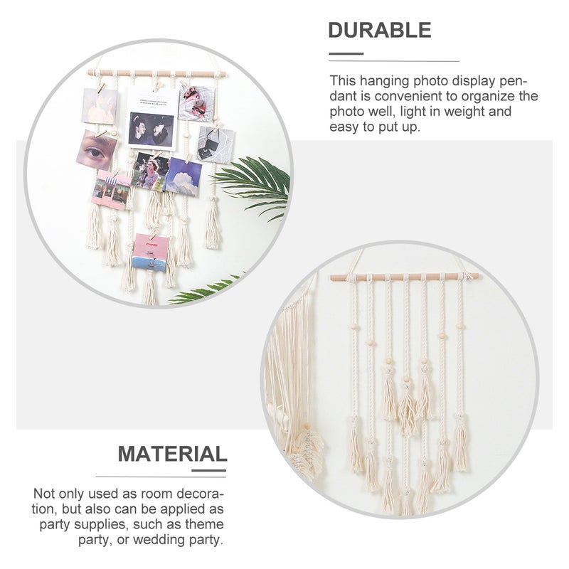 Hanging Photo Display Wall Hanging Pictures Organizer Tassel Wall Decoration - Image 5