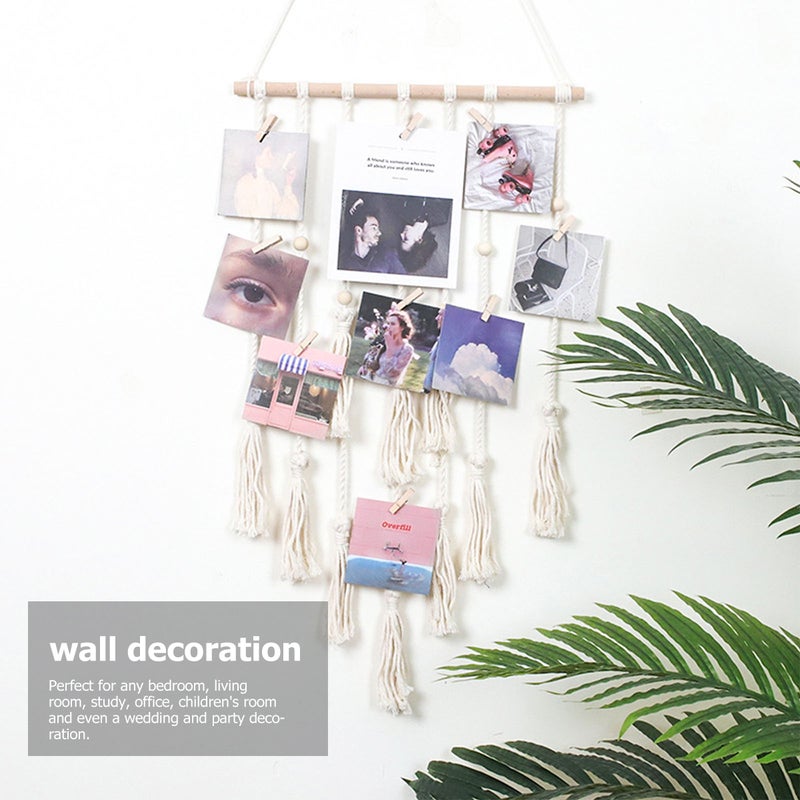 Hanging Photo Display Wall Hanging Pictures Organizer Tassel Wall Decoration - Image 3