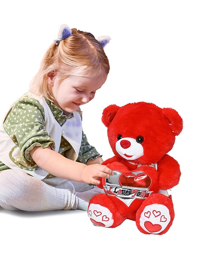 Toyland 30cm Red Teddy Bear Toy with Holding Heart Shape for Girls Friend and Couples Anniversary Valentine and Birthday Gift  - Image 1