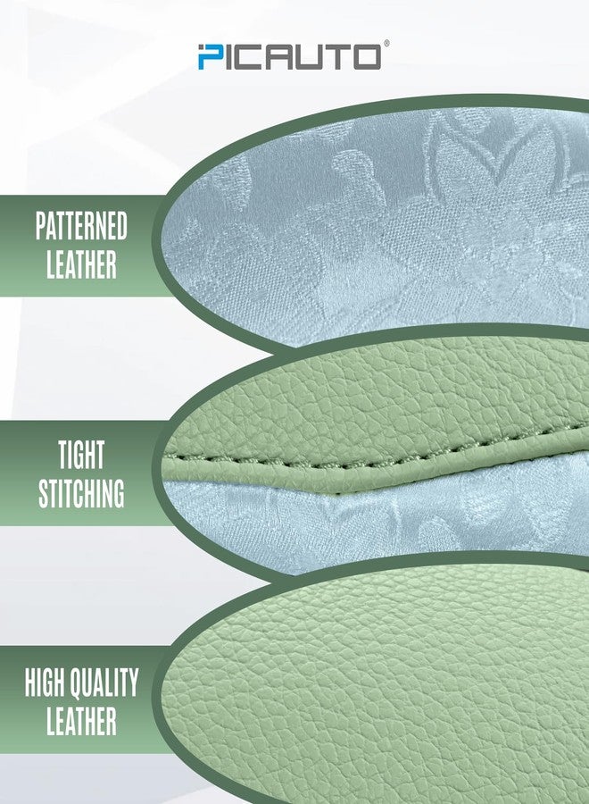 PIC AUTO Steering Wheel Cover, Light Blue Patterned & Green Leather Patchwork Design, Universal Fit 14.5"-15.5", Anti-Slip, Odor-Free, Soft Grain Leather, Durable Grip Car Accessory for Girls & Women - Image 4