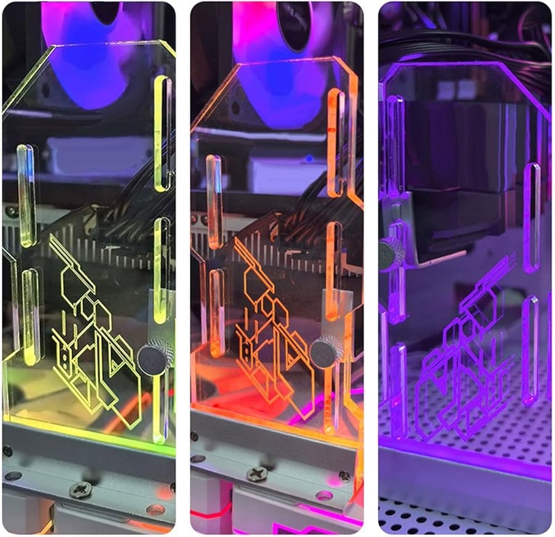 Silver Multiple Position Acrylic GPU Stand With ARGB Light Sync For Desktop PC silver - Image 3