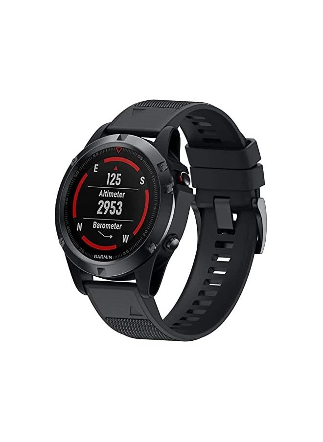 Dado - Silicone Replacement band 22 mm Compatible with Garmin watch Fenix 7 | Fenix 6 | Fenix 5 | 6 Pro | 5 Plus | Approach S60 | Forerunner 945 Smartwatch strap (Black) - Image 1