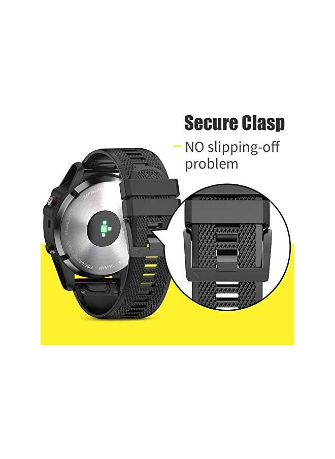Dado - Silicone Replacement band 22 mm Compatible with Garmin watch Fenix 7 | Fenix 6 | Fenix 5 | 6 Pro | 5 Plus | Approach S60 | Forerunner 945 Smartwatch strap (Black) - Image 1