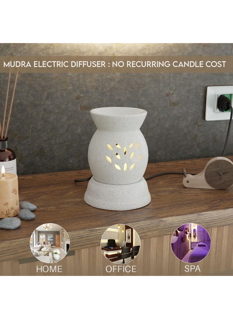 Medhini Medhini by Earth Store Small Zen Electric Ceramic Aroma Diffuser Fragrance Humidifier Aroma Oil Burner for Office Home Dcor Aromatherapy White  - Image 5