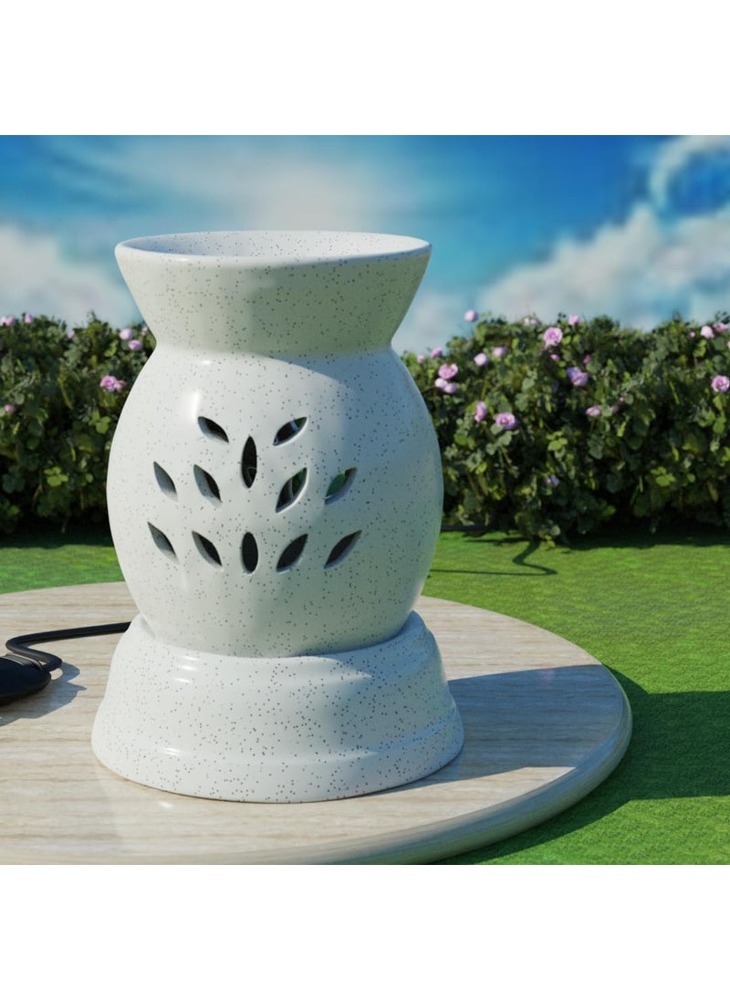 Medhini Medhini by Earth Store Small Zen Electric Ceramic Aroma Diffuser Fragrance Humidifier Aroma Oil Burner for Office Home Dcor Aromatherapy White  - Image 3