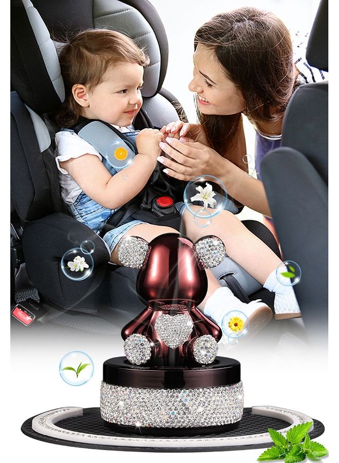 ZCM-HAPPY Diamond-studded Bear Car Aroma Diffuser Ornament (Brown) - Image 2