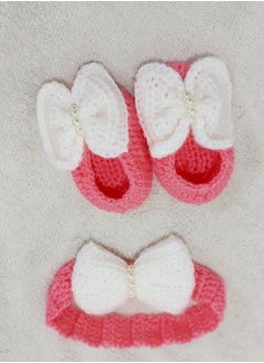 Daddy's Angel Newborn Baby Girl Dress Set Handmade Crochet Dress Headband And Shoes  - Image 3