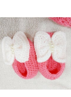 Daddy's Angel Newborn Baby Girl Dress Set Handmade Crochet Dress Headband And Shoes  - Image 4