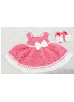 Daddy's Angel Newborn Baby Girl Dress Set Handmade Crochet Dress Headband And Shoes  - Image 2