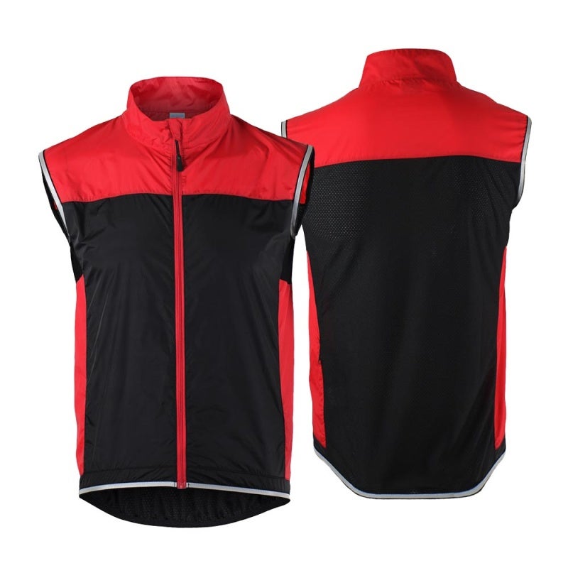ARSUXEO Ultrathin Vest Windproof Front Breathable Back Lightweight Vest - Packable Zipper Pocket Reflective Strips Sleeveless Coat for Riding - Image 1
