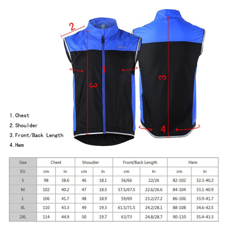 ARSUXEO Ultrathin Vest Windproof Front Breathable Back Lightweight Vest - Packable Zipper Pocket Reflective Strips Sleeveless Coat for Riding - Image 3