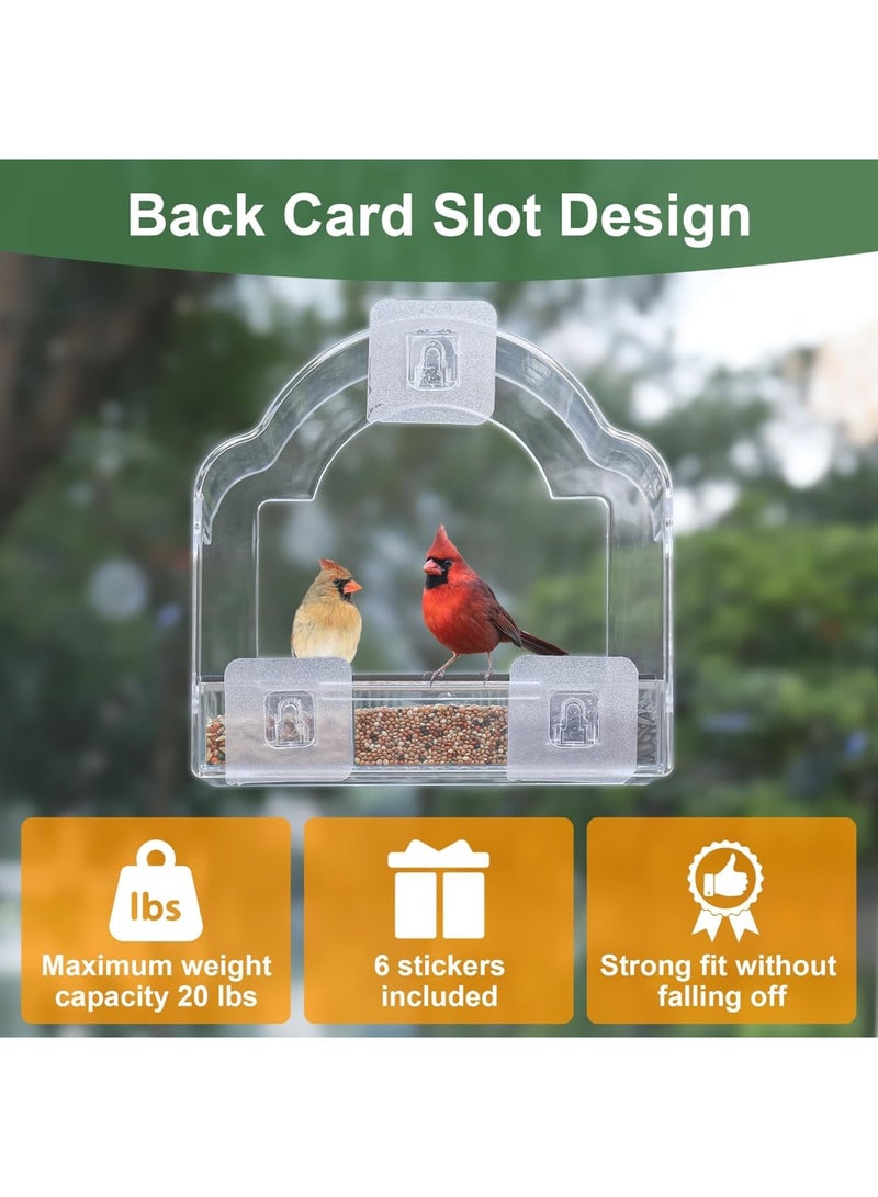 SOLARAE Window Bird Feeders for Outside, Clear Bird Window Feeder with 3 Strong Adhesive Sheets, Transparent Acrylic Bird House for Window Viewing, Removable Tray, Wild Bird Watching Gift - Image 5
