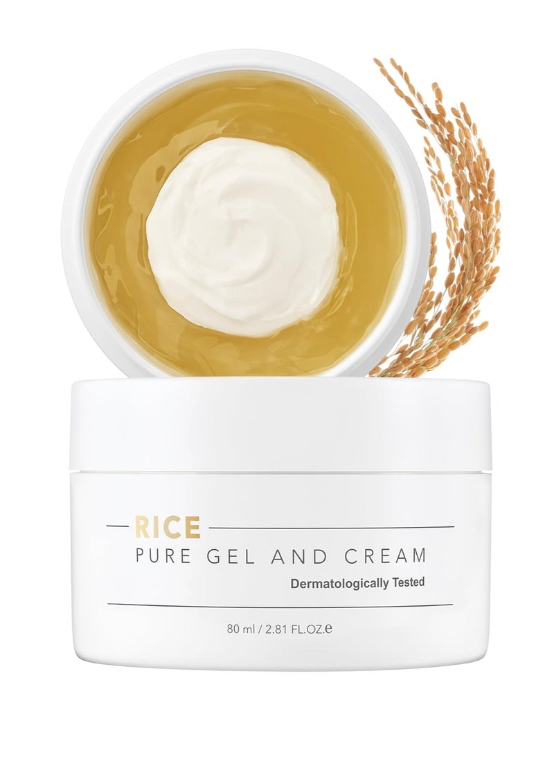 THANKYOU FARMER THANKYOU FARMER Rice Pure Gel and Cream, Nourishing Exclusive Korean Rice Extract, Dermatologist Tested, Ceramide, Korean Moisturizer for Dry Skin, Fragrance-Free, 2.81 fl.oz (80ml)  - Image 1