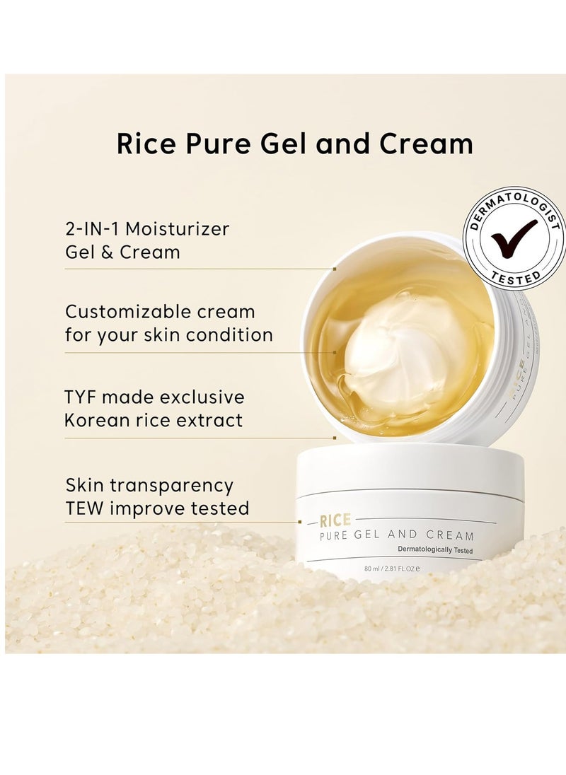 THANKYOU FARMER THANKYOU FARMER Rice Pure Gel and Cream, Nourishing Exclusive Korean Rice Extract, Dermatologist Tested, Ceramide, Korean Moisturizer for Dry Skin, Fragrance-Free, 2.81 fl.oz (80ml)  - Image 2