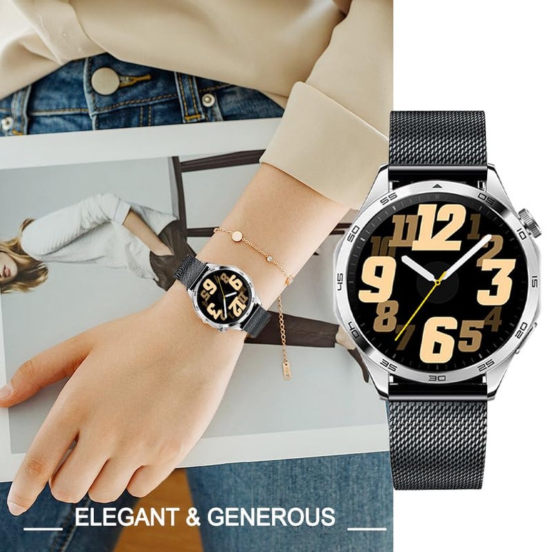DEALELE Bands Compatible with Samsung Galaxy Watch 46mm / Galaxy 3 45mm / Gear S3, 22mm Stainless Steel Metal Mesh Replacement Strap for Huawei Watch 4/4 Pro / 3/3 Pro / GT4 / GT3 46mm (Black) - Image 5