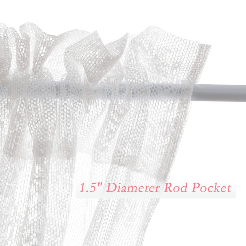 Moslovstar Lace Sheer Curtains French Sidelight Panels for Front Glass Door, Rod Pocket Floral Half Short Door Curtains with Tiebacks, 25" W x 40" L, 2 Pieces - Image 3