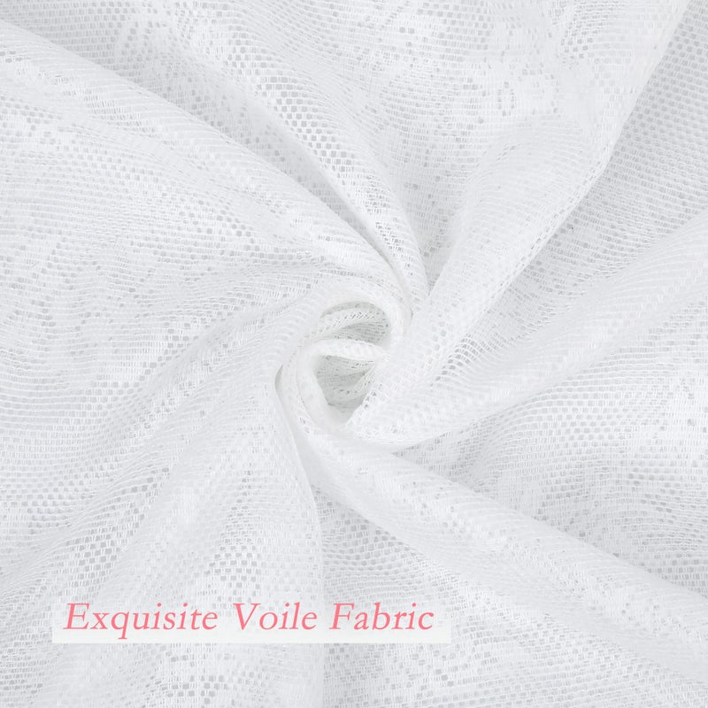 Moslovstar Lace Sheer Curtains French Sidelight Panels for Front Glass Door, Rod Pocket Floral Half Short Door Curtains with Tiebacks, 25" W x 40" L, 2 Pieces - Image 2