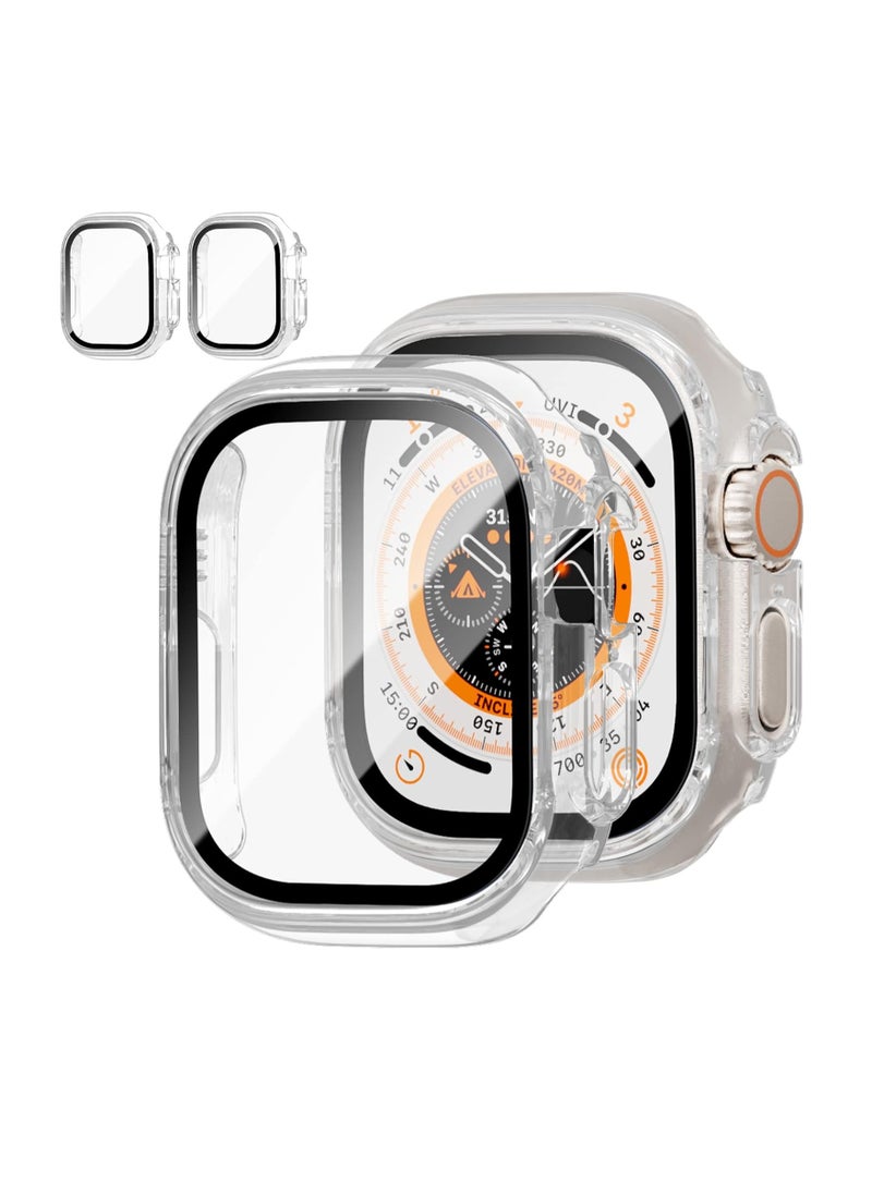 Aookay [2 Pack] Case with Tempered Glass Screen Protector for Apple Watch Ultra 3 / Ultra 2 / Ultra 49mm, Slim Guard Bumper Full Coverage Hard PC Protective Cover Thin Case for iWatch 49mm Accessories (Clear)  - Image 1