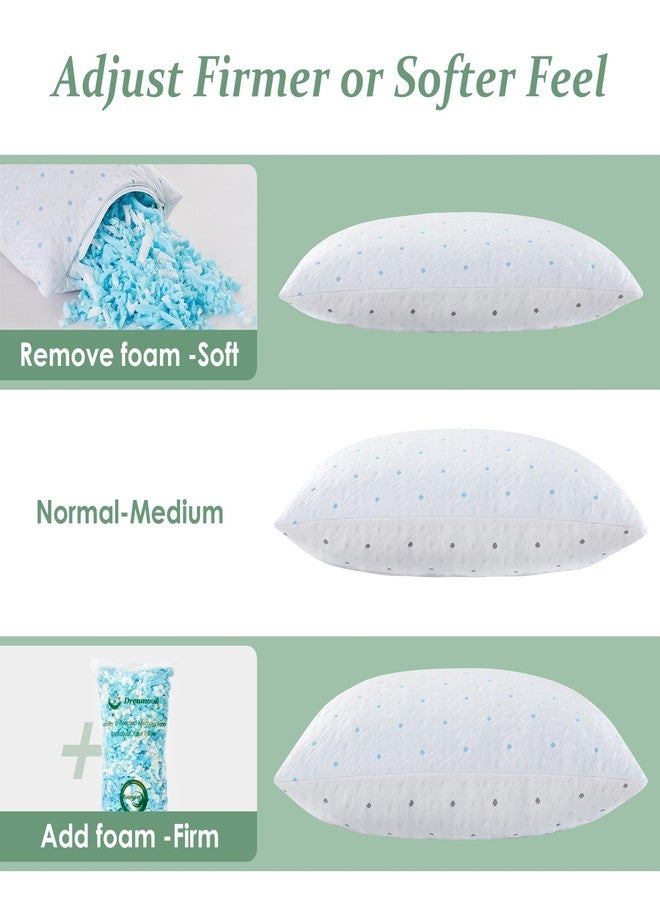 Dreamood Cooling Pillows Queen Size Set of 2 with Extra Stuffing 100% Shredded Memory Foam Pillows with Washable Cover for Side Back Stomach Sleeper Hypoallergenic - Image 3