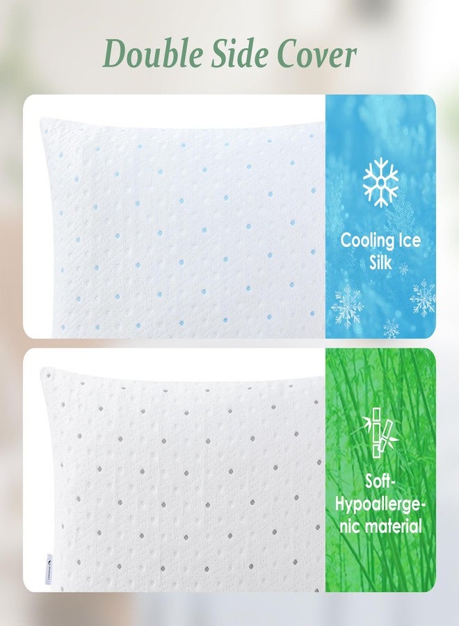 Dreamood Cooling Pillows Queen Size Set of 2 with Extra Stuffing 100% Shredded Memory Foam Pillows with Washable Cover for Side Back Stomach Sleeper Hypoallergenic - Image 2