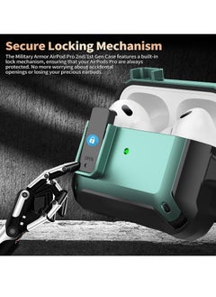 Generic Airpods Pro 3 3rd Generation Case and Airpods Pro 1 Case with Key Chain, Security Lock Armour with Switch for Airpods Pro 3nd, Front LED Visual - Green  - Image 2