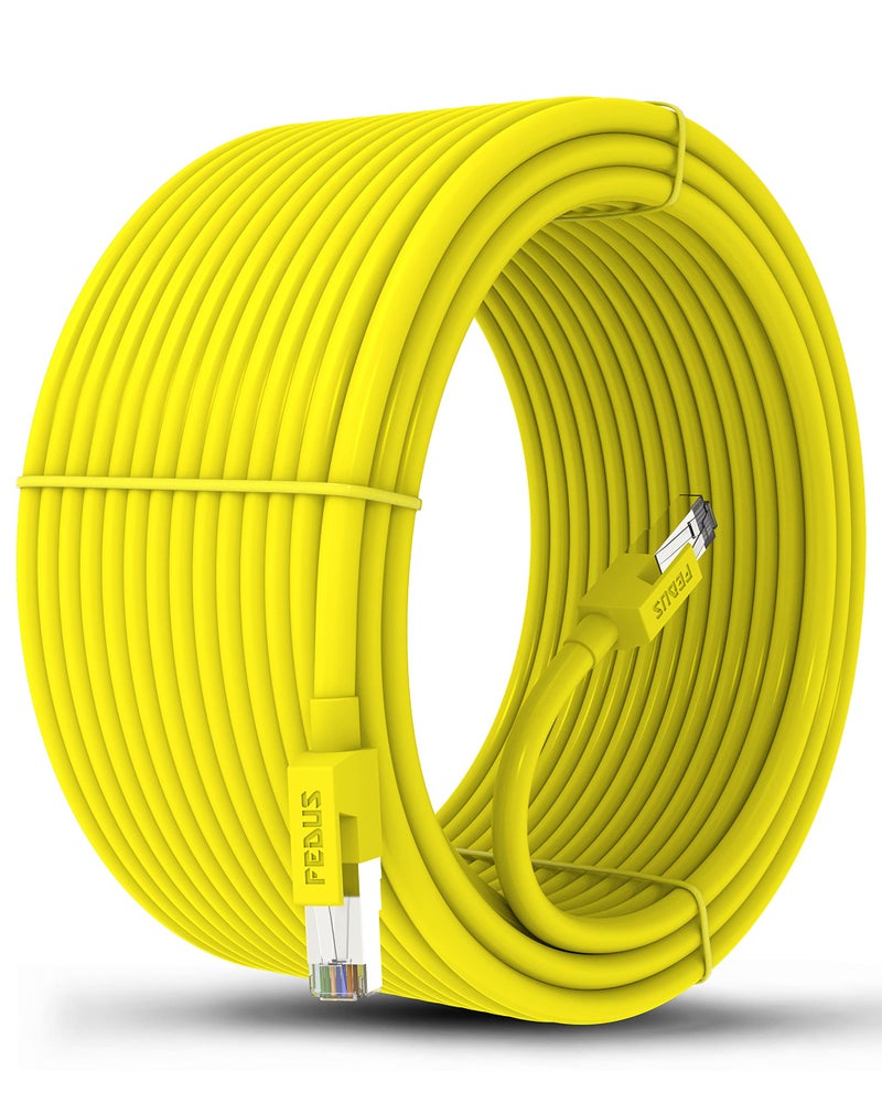 FEDUS Cat6 Ethernet Cable, High Speed 550MHZ / 40 Meter 10 Gigabit Speed UTP LAN Cable, Network Internet Cable RJ45 LAN Wire, Patch Computer Cord Gigabit Category 6 Wires for Modem, Router Yellow - Image 1
