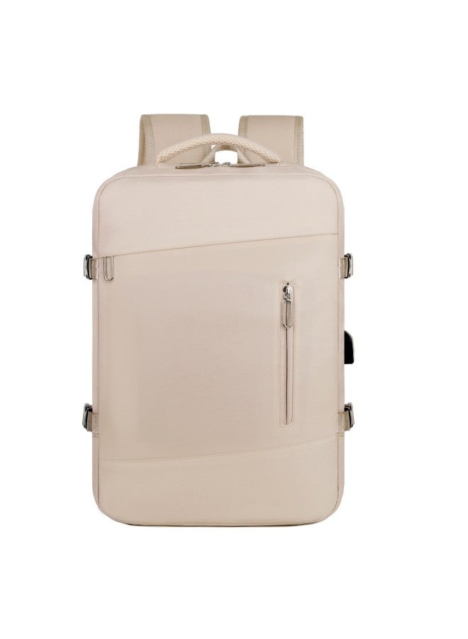Style Simple Fresh Business Computer Bag Large Capacity Multifunctional Light Color Backpack Fashion Travel Bag-Color:Lotus Color - Image 2