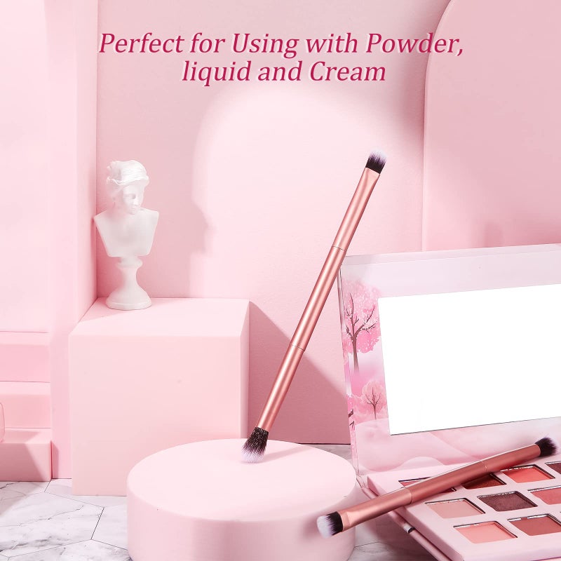 Perthlin 12 Pcs Eyeshadow Smudge Brush 2 in 1 Eyeshadow Double Ended Concealer Brush Under Eye Small Soft Firm Pointed Foundation Makeup Applicator for Blending Liner(Rose Gold) - Image 4
