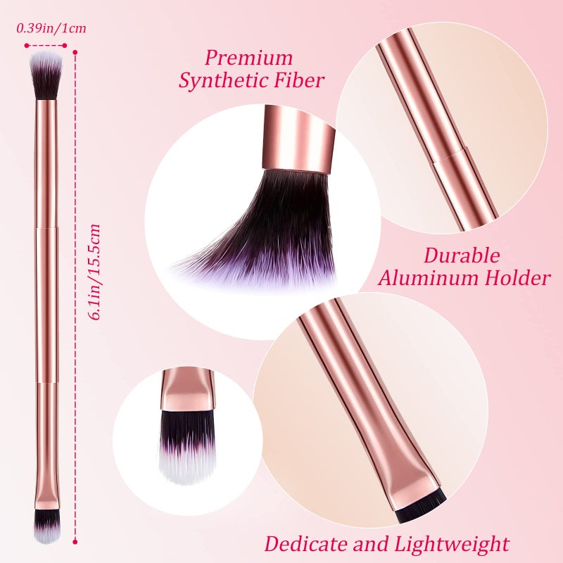 Perthlin 12 Pcs Eyeshadow Smudge Brush 2 in 1 Eyeshadow Double Ended Concealer Brush Under Eye Small Soft Firm Pointed Foundation Makeup Applicator for Blending Liner(Rose Gold) - Image 2