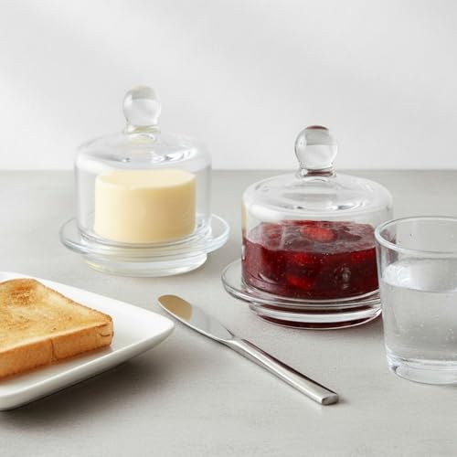 Dicunoy 2 Pack Glass Butter Dishes, Small Round Butter Keeper with Dome Lid and Handle, Clear Butter Serving Container with Cover, Round Crystal Mini Butter Cloche for Candy, Dessert, Parfait, Jam - Image 4