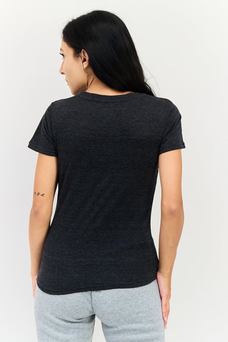 Aeropostale تي شيرت رياضي نسائي بأكمام قصيرة مناسب في الهواء الطلق، رمادي غامق - Image 3