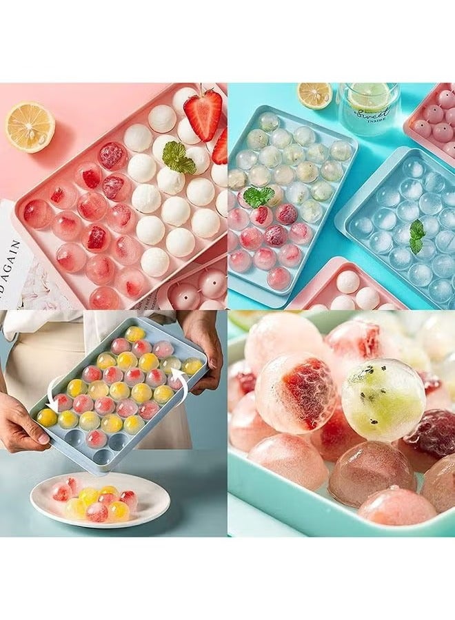 ميكسد صينية ثلج دائرية الشكل للفريزر مع غطاء وصندوق (3 صواني ثلج زرقاء، 1 دلو ثلج وملعقة) - Image 2