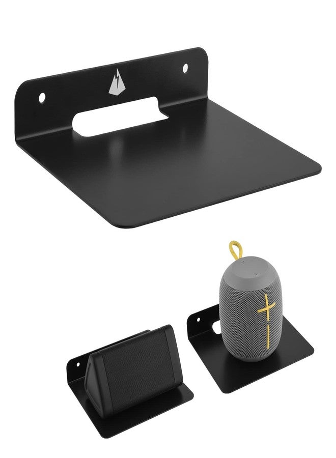 TXEsign Small Floating Shelf Speaker Mount, 6 inch Small Wall Shelf Metal Speaker Mount for Webcam Security Camera Figures Display Stand (Black, 1 Pack) - Image 1