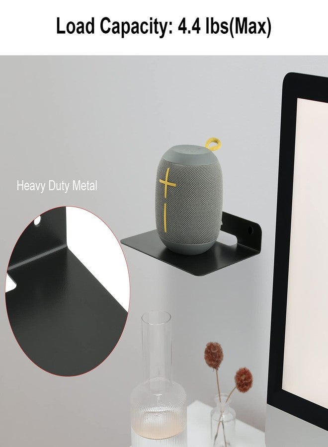 TXEsign Small Floating Shelf Speaker Mount, 6 inch Small Wall Shelf Metal Speaker Mount for Webcam Security Camera Figures Display Stand (Black, 1 Pack) - Image 2