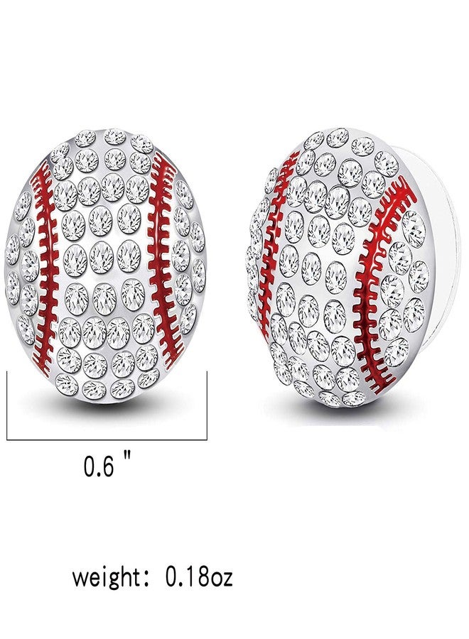 lureme CZ Rhodium Plated Basketball Football Volleyball Soccer Baseball Sports Studs Earrings for Women (er006282-5) Baseball - Image 2