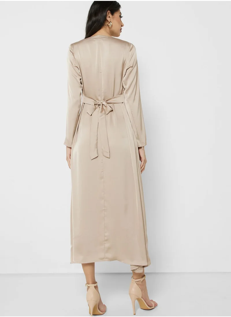 Khizana Cowl Neck Satin Dress