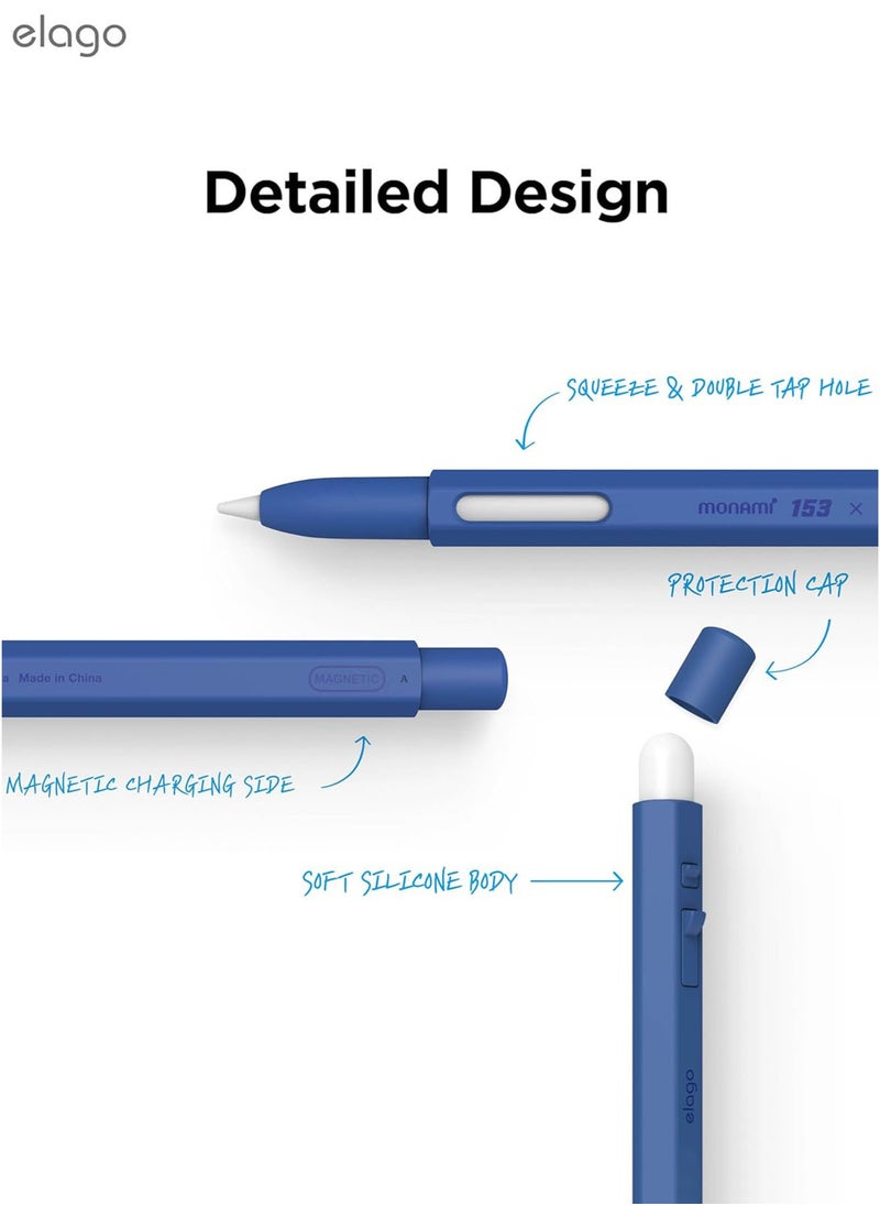 Elago elago x MONAMI Compatible with Apple Pencil Pro Case / Apple Pencil 2nd Gen Case Compatible with Magnetic Charging Double Tap - Deep Blue  - Image 4