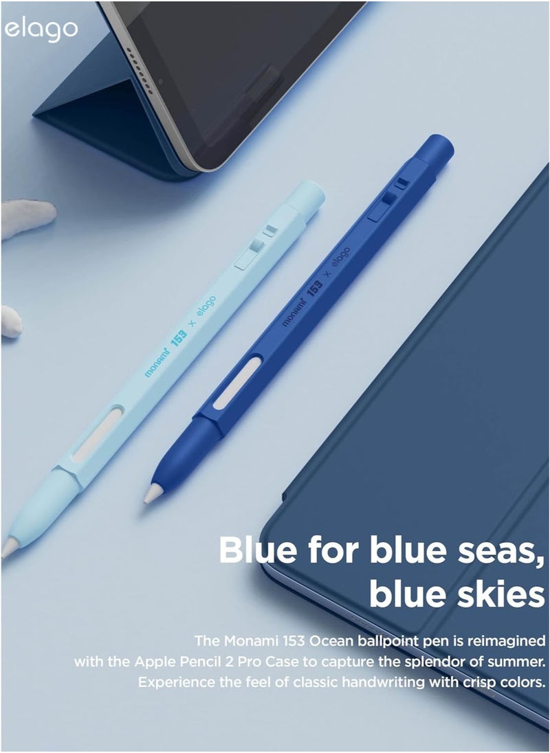 Elago elago x MONAMI Compatible with Apple Pencil Pro Case / Apple Pencil 2nd Gen Case Compatible with Magnetic Charging Double Tap - Deep Blue  - Image 3