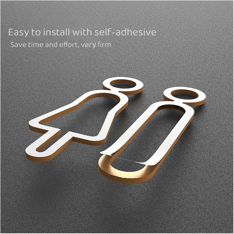Restroom Sign 3D Arrow Toilet Sign Plate Elegant Wash Room Door Wall Label Sticker WC Bathroom Signage Board Art Home Bathroom Decor(Color-28,18x11cm) - Image 5