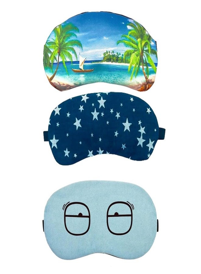 Samtrish Beach Theme + Blue Star Pattern + Blue Sleepy s Cooling Gel Eye Mask with Earplugs + Hot & Cold Gel Therapy Mask Combo for Sleep, Relaxation & Travel - Image 1