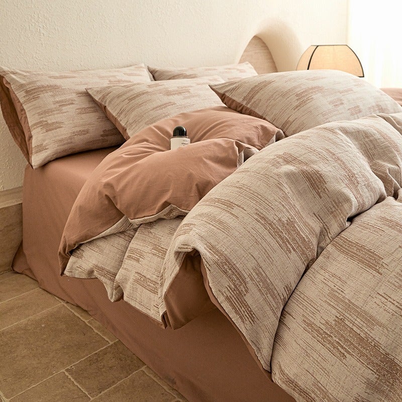 100% Cotton Three-Layer Yarn-Dyed Bedding Set - Luxurious Retro Style